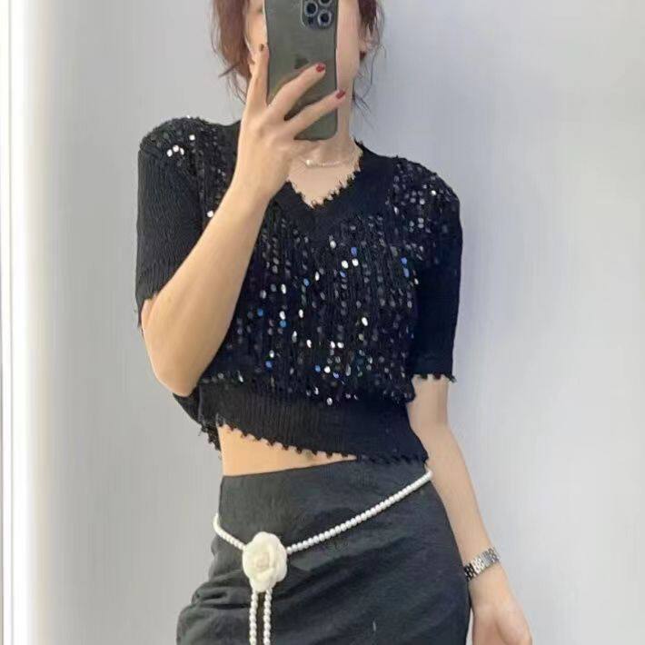 Womens Short Sleeve Knit T Shirt Stylish Lightweight Fabric Casual Summer Wear