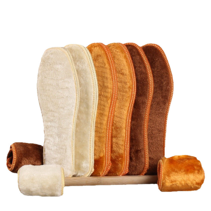 New winter thickened fleece-lined fur insole men and women deodorant sweat-absorbent wool plush thickened cotton insole wholesale
