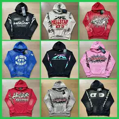 Cross-Border Autumn New Hell Star European and American Trendy Brand Washed Vintage Hoodie for Men and Women, Youth Couple's Sweatshirt