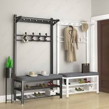 Household Shoe-Changing Bench with Coat Rack, Multifunctional Coat and Hat Rack, Soft-Packed Storage Rack, Shoe Rack with Seating, Shoe Cabinet