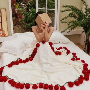 2025 New Creative Gift Rose Bouquet Blanket Multifunctional Knitted Blanket Cover Blanket Car Blanket Outdoor Shawl Blanket