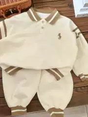 Children's Clothing Set Autumn and Winter New Arrivals Boys and Girls Casual Turn-Down Collar Sweatshirt and Sweatpants 2-Piece Set Sports Long-Sleeve for Young Children