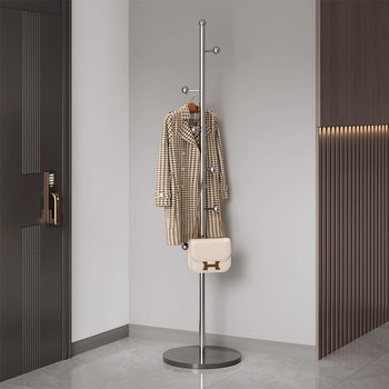 Clothes Rack Floor-Standing Stainless Steel Bedroom Living Room Entrance Clothes Rack Metal Household Vertical Clothes Hanging Bag Rack Coat Rack