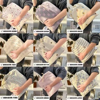 2026 Vintage Washed Korean Small Cloth Bag Four-Piece Set, Fresh Floral Cloud-Like Cotton Single Three-Piece Set Wholesale