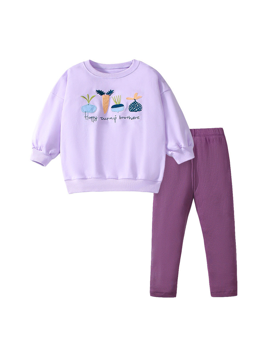 Long-sleeve Cute Girls' Set, New Autumn Hoodie Outfit, Casual Kids' Clothing