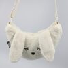 Cute creamy-white embroidered plush dumpling rabbit long ear messenger bag for mobile phone bag
