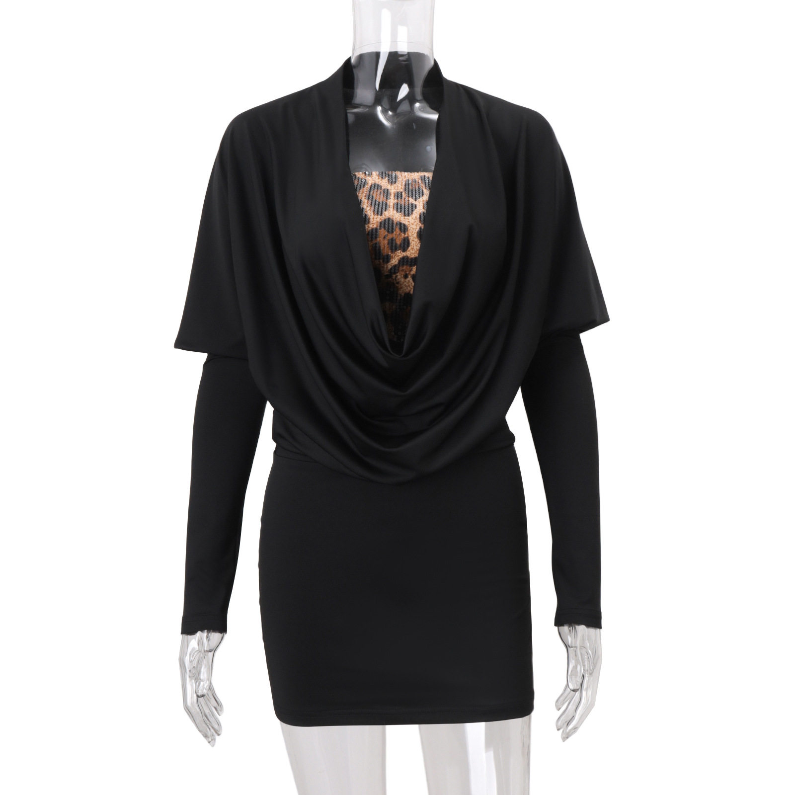 Fashionable Womens Bodycon Mini Dress Long Sleeve Sexy V Neck Slim Fit Winter Collection Wholesale Available