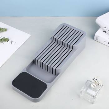 Knife Storage Box Quick Draining Ventilated and Breathable Kitchen Household Knife Holder Built-in Partition Drawer Plastic Box