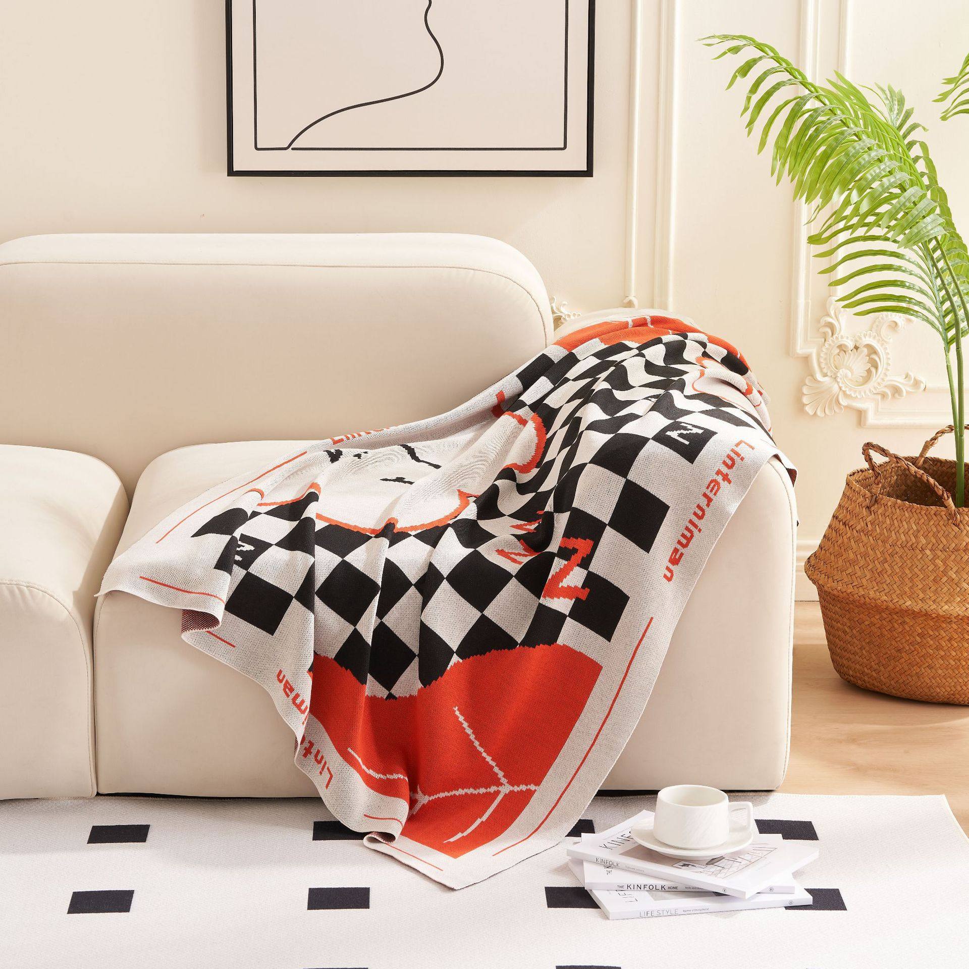 Ins Style Chessboard Simple Casual Multi-use Office Nap Blanket Casual Blanket Sofa Blanket Knitted Blanket Air-conditioning Blanket