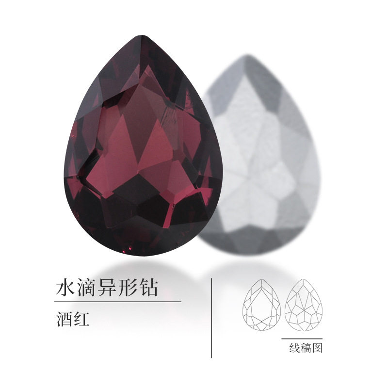 水滴形尖底异形钻银底玻璃钻义乌现货手机壳服装饰品水滴钻