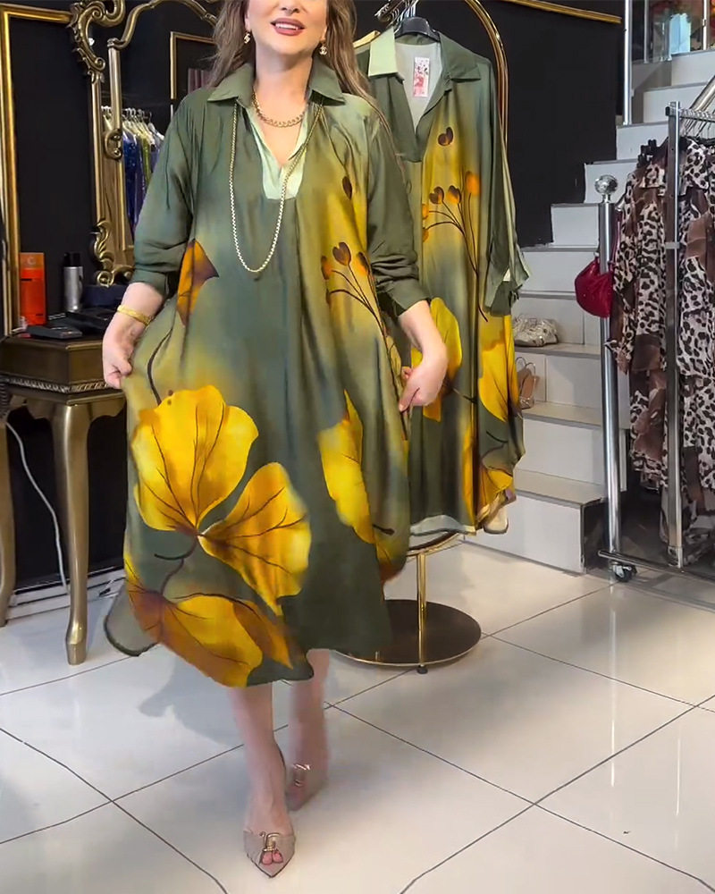 Loose Fit Gradient Print Dress Stylish Fall Fashion Versatile for Casual or Formal Occasions Available for Wholesale