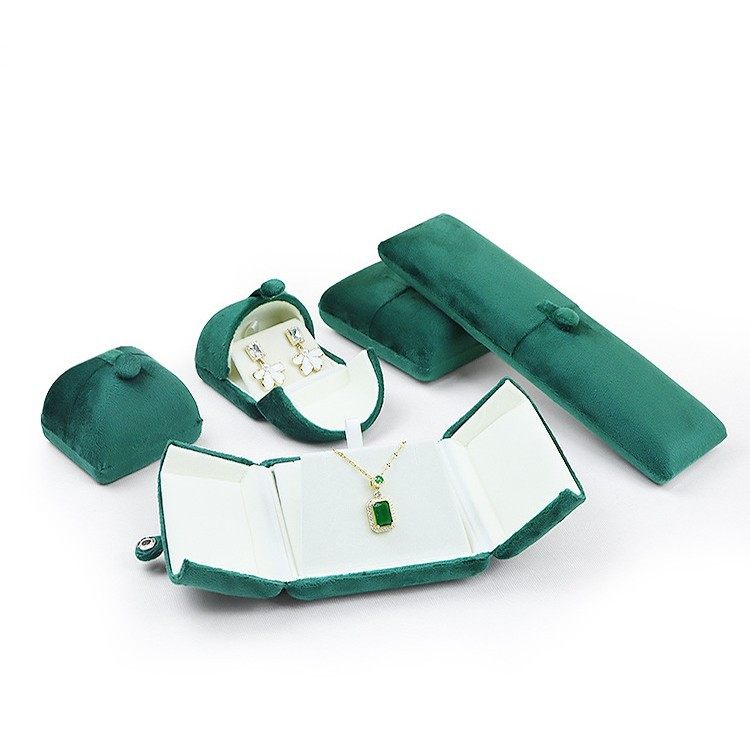 Jewelry Velvet Double-Open Ring Box Necklace Box Jewelry Box Packaging Box Earring Gift Box Bracelet Wholesale Pearl Box