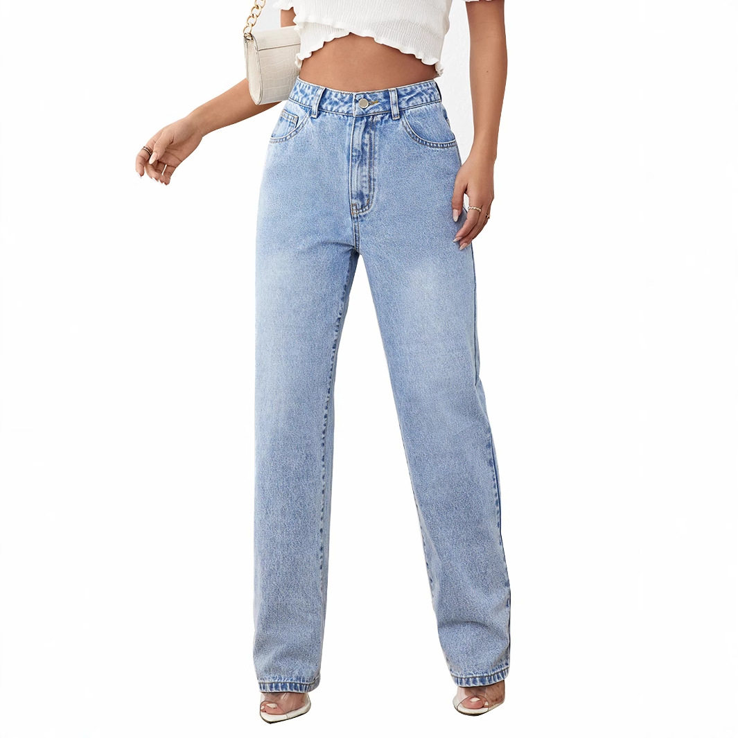 High Waisted Straight Leg Jeans Vintage Style Casual Fashion Versatile Fit Perfect for Everyday Wear Wholesale