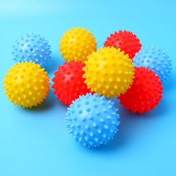 Hot sale Enoot 3 inch stab ball baby early education feeling system training ball colorful thickened massage stab ball Red Yellow blue color