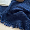 Maillard Style Sofa Blanket, Four-Layer Crinkled Yarn Tassel Blanket, Pure Cotton Office Throw Blanket, Car Leisure Blanket, Dropshipping