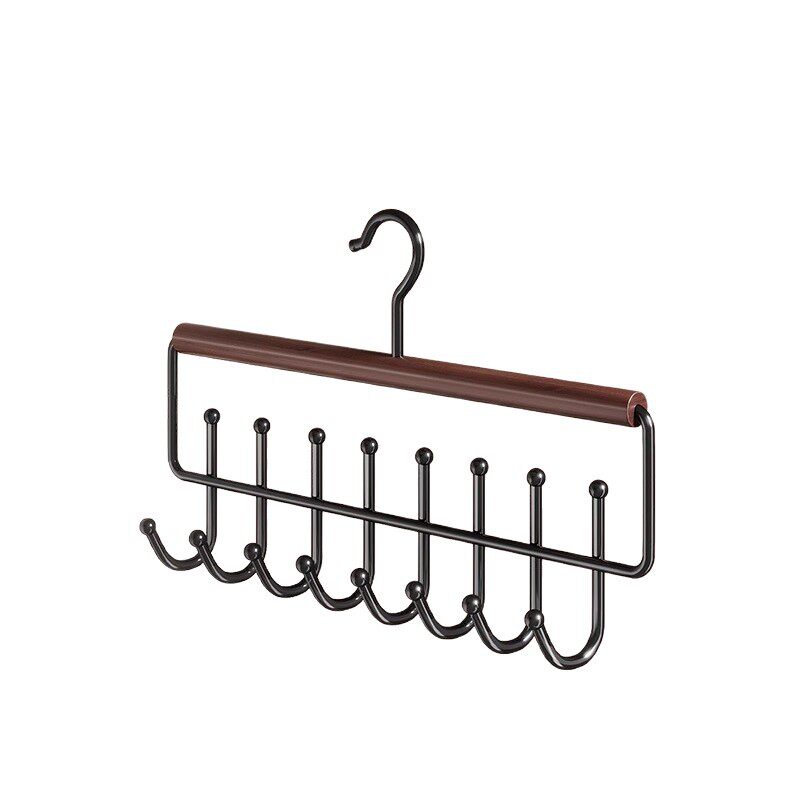 Wavy Solid Wood Hanger with Hooks for Home Use, Suitable for Hanging Clothes, Belts, Underwear, Scarves, and Belts, Multifunctional Storage Solution