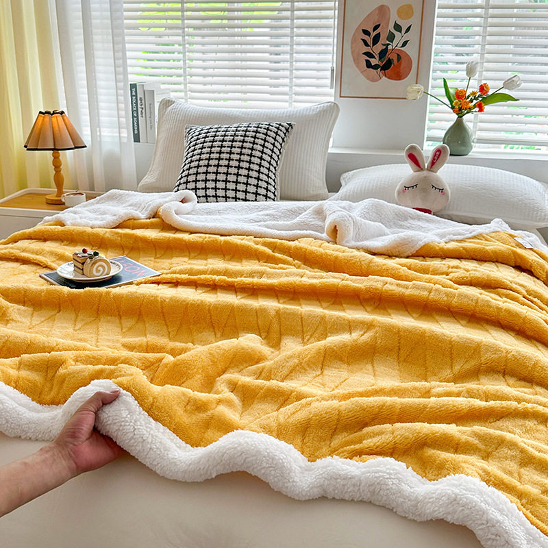 Autumn and Winter Taffeta Lamb Velvet Blanket Double-Sided Thickened Coral Velvet Blanket Nap Blanket Blanket Cover Blanket