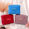 Cross-border Explosive Velvet Cosmetic Bag Large Capacity Women's Portable High-value Striped Skin Care Cosmetic Storage Bag