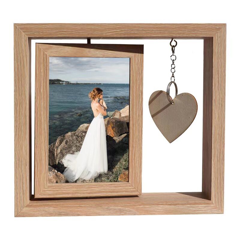Wooden Rotating Photo Frame Ornament for Home Use 6inch Desktop Decoration Heart-Shaped Direct from Manufacturer Photo Album Home Picture Frame