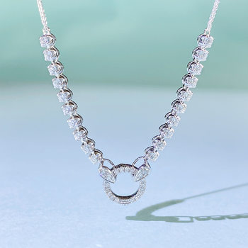 Imported High Carbon Diamond Light Luxury Collar Chain Necklace Chain Universal Chain Jewelry Real Diamond Necklace Pendant Universal Buckle Wholesale