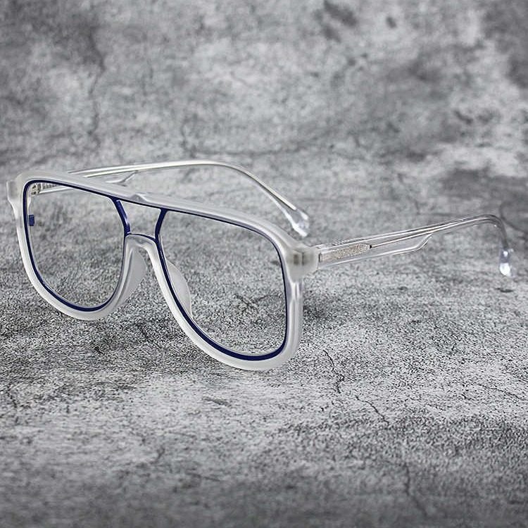 Retro fashion brand black frame glasses frame men's Korean-style double beam big face myopia can be equipped with degrees color changing anti-blue light female wholesale