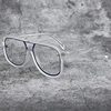 Retro fashion brand black frame glasses frame men's Korean-style double beam big face myopia can be equipped with degrees color changing anti-blue light female wholesale