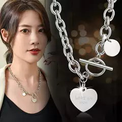 Korean version of Cold Wind TO buckle letter love love short titanium steel clavicle necklace ins with female accessories wholesale