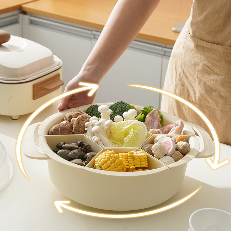 Hot Pot Plate Dish Plate Split Vegetable Plate Draining Basket Creative Tableware Plate Household Kitchen Dish Plate