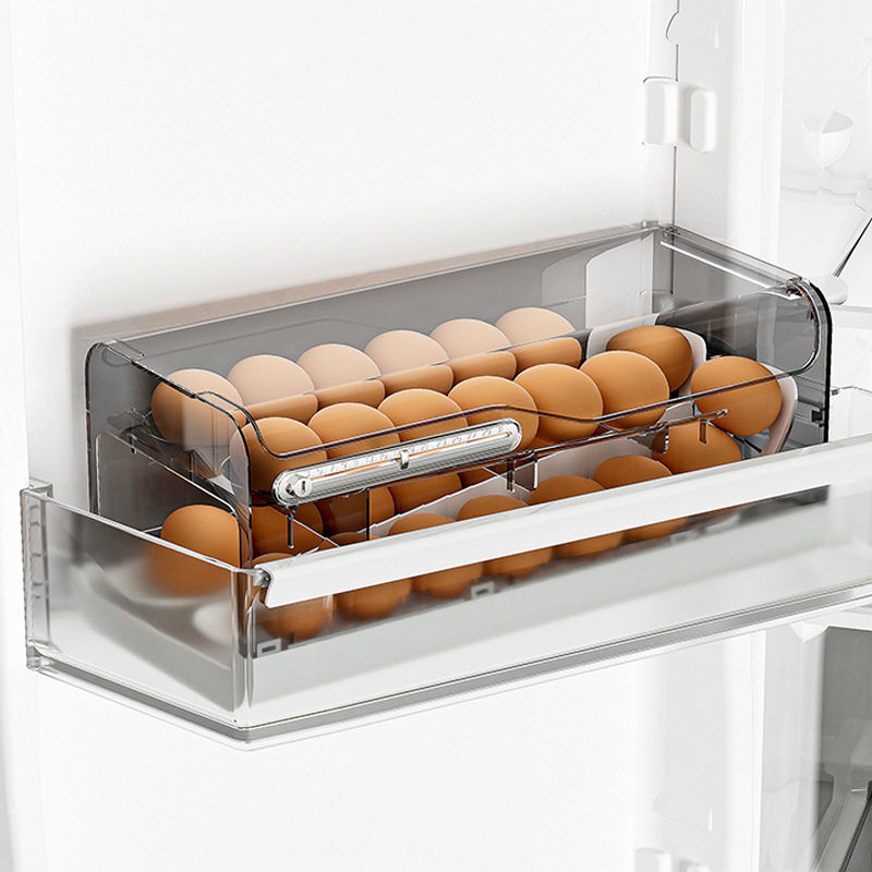 Egg Storage Basket Pull-out Refrigerator Freezing Storage Box Special Plastic Storage Finishing Artifact Kitchen Finishing Box