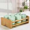 Creative ceramic water Cup suit Chinese wine set liquor Cup household beer glass celadon straight Cup with storage rack