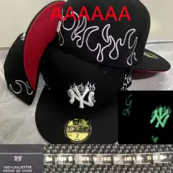 Oversized All-Embroidered LA Baseball Cap Unisex Full Closure Flat Brim Adjustable Sun Hat