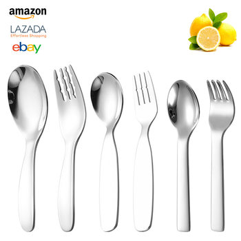 316 Stainless Steel Kidsren's Fork and Spoon Tableware Baby Learning to Eat Training Spoon and Fork Set Feeding Complementary Food Spoon
