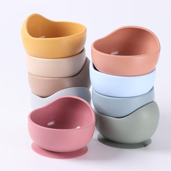 Children's silicone sucker bowl feeding tableware infant non-slip training learn to eat rice bowl baby food supplement bowl manufacturer