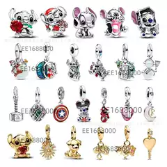 Panjia S925 Silver Cartoon Beaded Pendant DIY Bracelet Accessories Cute Anime Series Cross-Border Direct Supply Wholesale