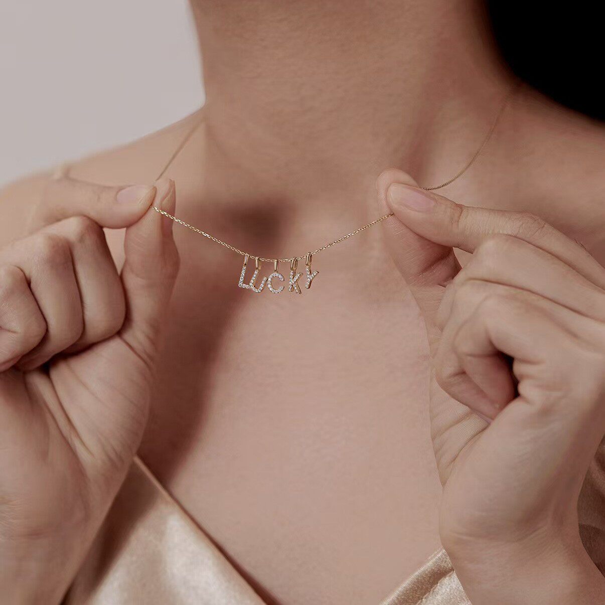 S925 sterling silver your name 26 English letter pendant cute mini DIY with clavicle chain female cross-border