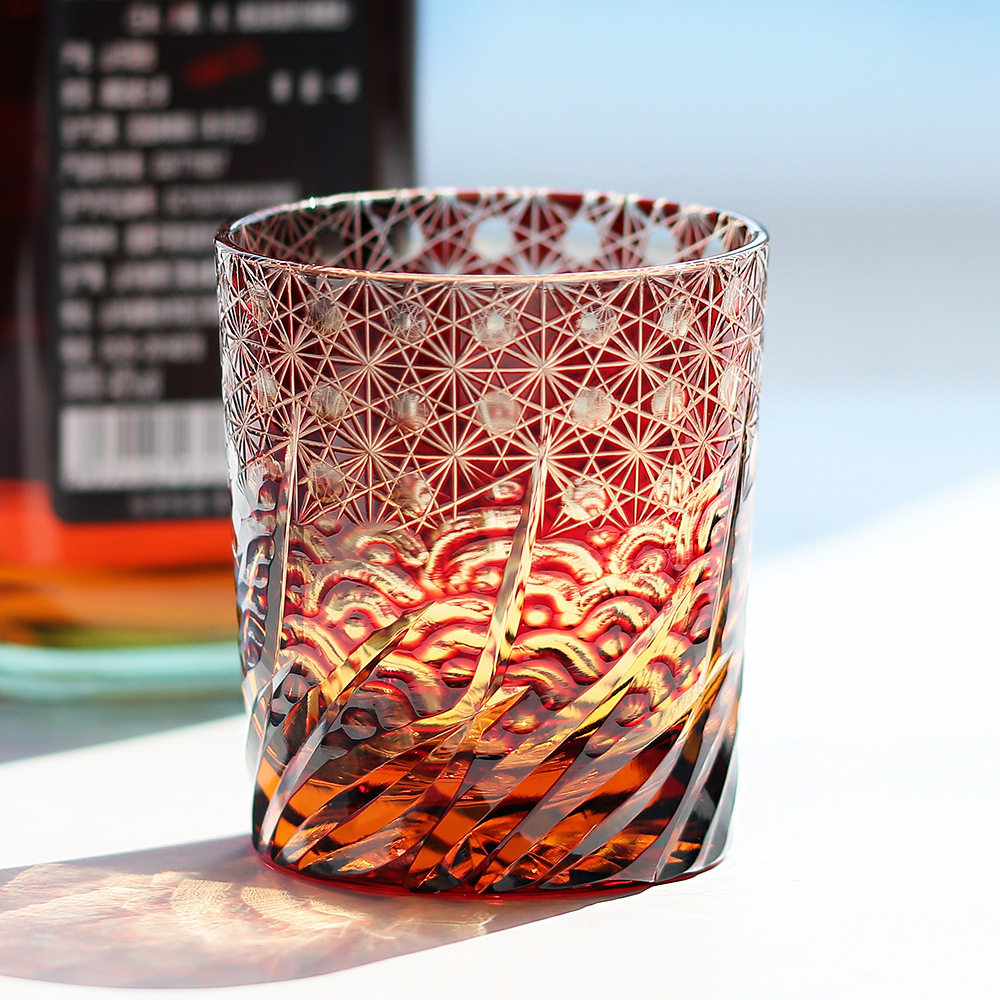 Edo Kiriko Crystal Cup Hand-Carved Whiskey Glass Red Wine Glass High-End Liquor Glass Beer Glass