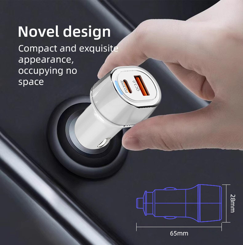 Universal 65W Super Fast Charging Car Charger Pd30W One-To-Two Cigarette Lighter Adapter Car Charger