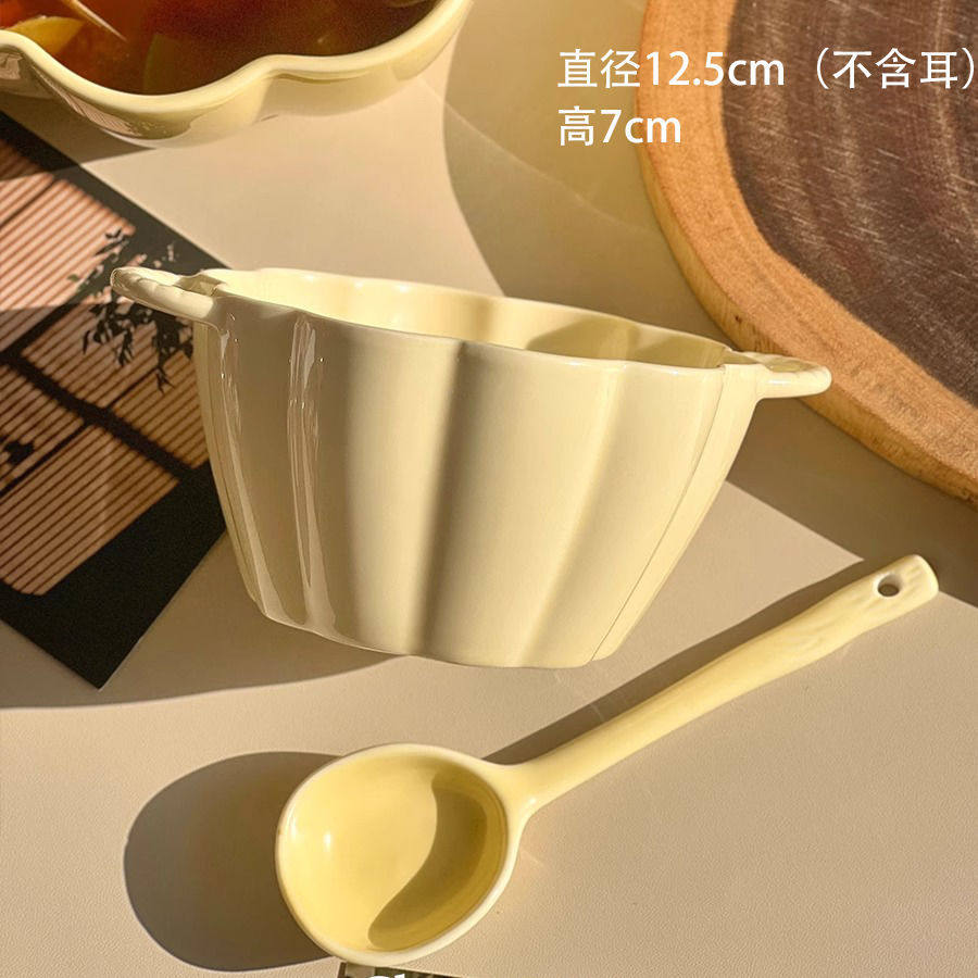 カスタード - 6inch 両耳ボウル [1 ボウル、1 スプーン]