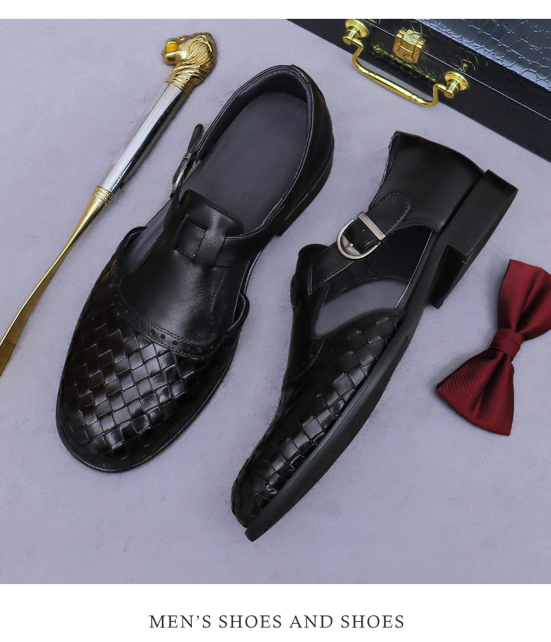 Sandal da nam bít mũi cổ điển khóa cài thoáng khí — Màu nâu, Màu đen