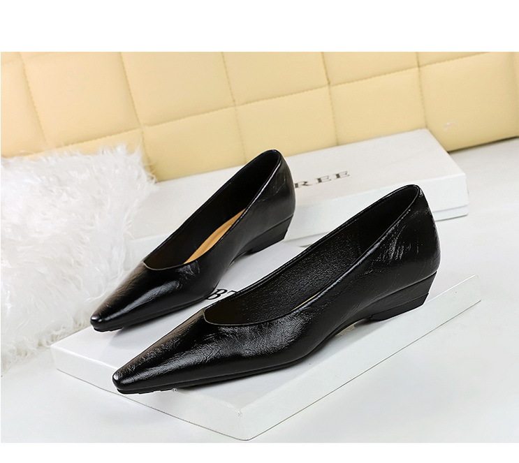 Giày Búp Bê Nữ Mũi Nhọn Da Bóng Chiều Cao Đế Khoảng 3cm Màu Đen, Nâu, Đỏ, Trắng chi tiết 15