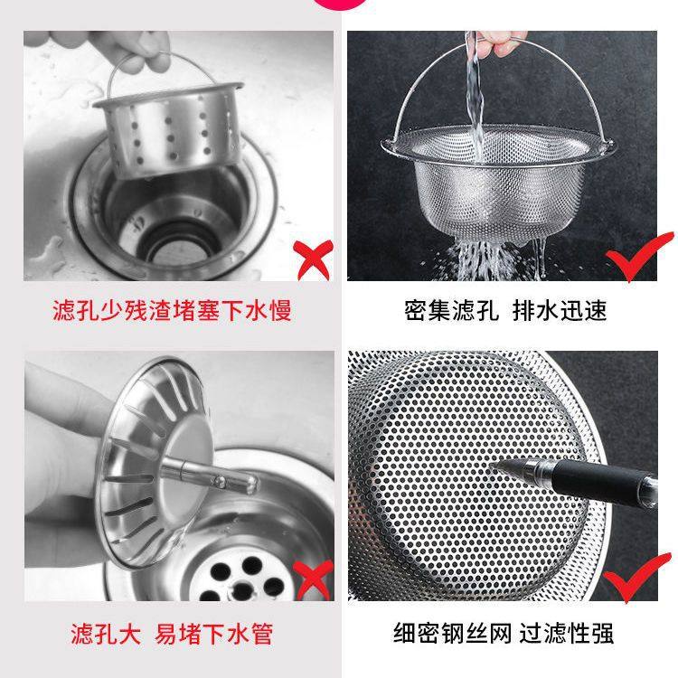 Kitchen Sink Filter Stainless Steel Slag Separator Mesh Sink Strainer Funnel Drain Floor Drain Anti-Clogging Tool