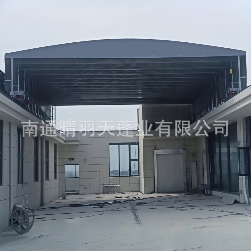 厂房通道悬空电动推拉伸缩雨棚大型物流仓库雨棚户外活动球场雨棚