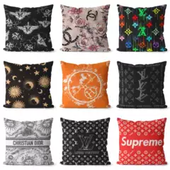 New Fashion Brand Pillow Case Home Sofa Cushion Pillow Fashion Big Brand LOGO Pillow Case Super Soft Pillow Leather Wholesale
