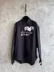 High-Quality Ins Paris B Brand Front and Back Graffiti Double B Print Long-Sleeve Shirt Couple's Simple Casual Shirt