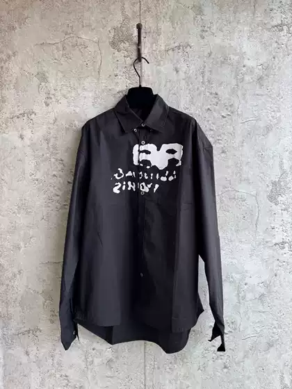 High-Quality Ins Paris B Brand Front and Back Graffiti Double B Print Long-Sleeve Shirt Couple's Simple Casual Shirt