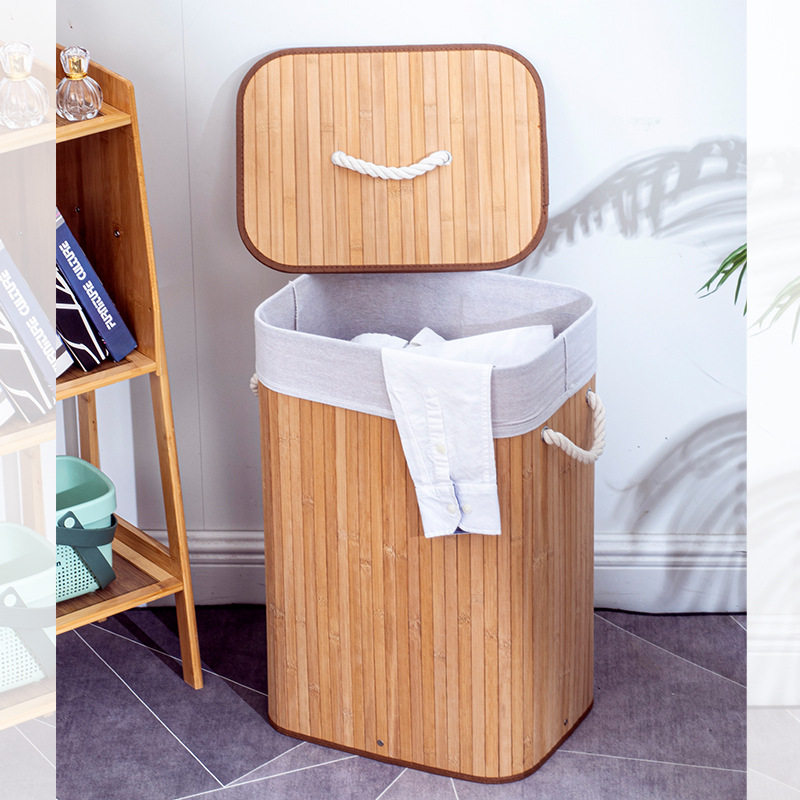 Hot pot shop storage basket bamboo folding basket dirty clothes basket straw basket storage supplies bucket box storage box finishing box
