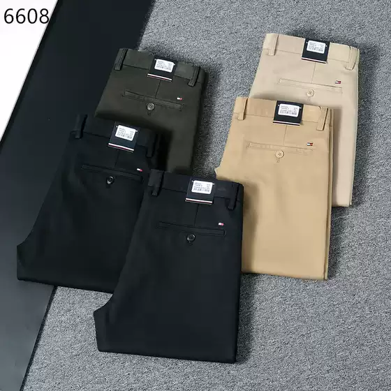 European Style Autumn and Winter Modal Cotton Straight-Leg Business Elastic Men's Casual Pants, Men's Long Pants, Dropshipping, Wrinkle-Free, High-Waisted