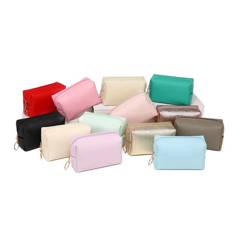 New Cosmetic Bag for Women, Export Popular Pu Hand-Held Portable Square Waterproof Cute Travel Toiletry Cosmetics Bag