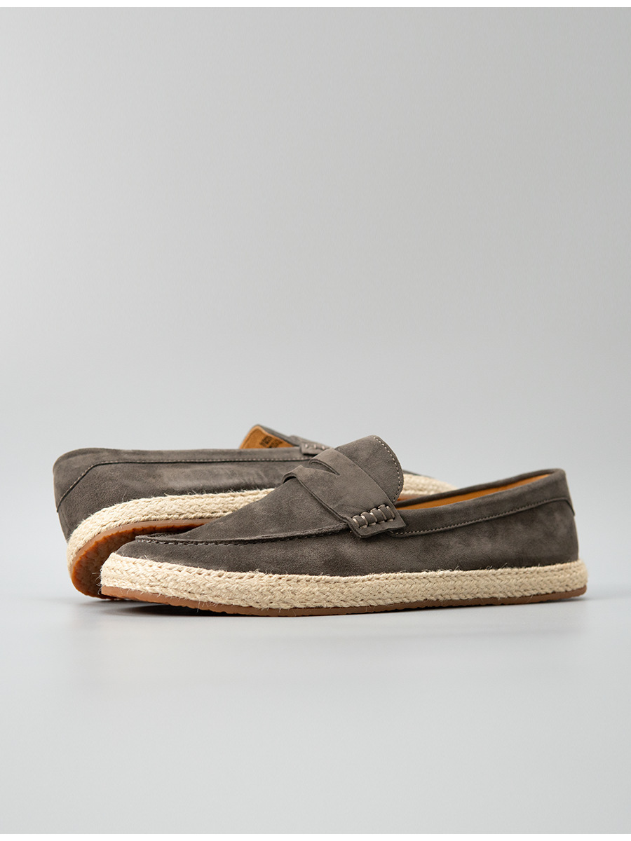 Giày lười nam Luofan chất liệu cashmere, đế cói đan thủ công, không dây, đa năng — màu đen, Màu xanh dương, màu xám, Xanh lá cây