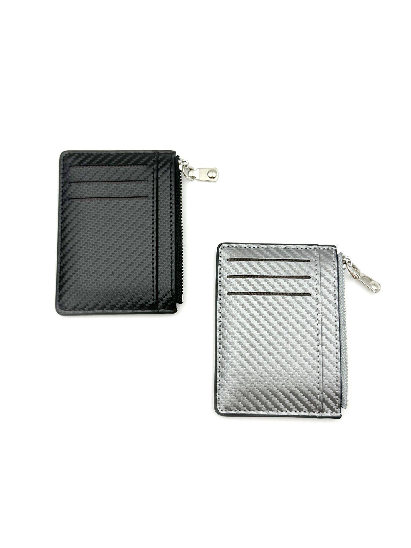 Defuli2024 Summer Men's Wallet Card Case Multi-card Bits PU Fabric Carbon Fiber Pattern Zipper Card Case Cross-border Trend